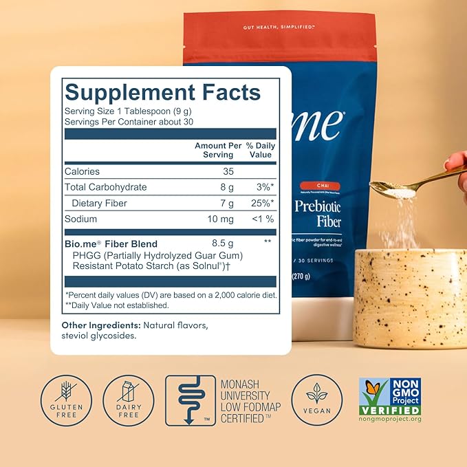 Daily Prebiotic Fiber (Chai) - Fiber Supplement Powder for Digestive Health & Gut Health - Fiber Powder Prebiotics, Non-GMO, Gluten & Sugar Free Soluble Fibre Supplements-30 Servings