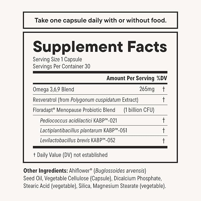 Nouri Daily Menopause Probiotic with Resveratrol | Menopause Relief, Hormonal Balance & Estrogen Metabolism Support | Resveratrol Capsules to Reduce Hot Flashes | 30-Day Supply