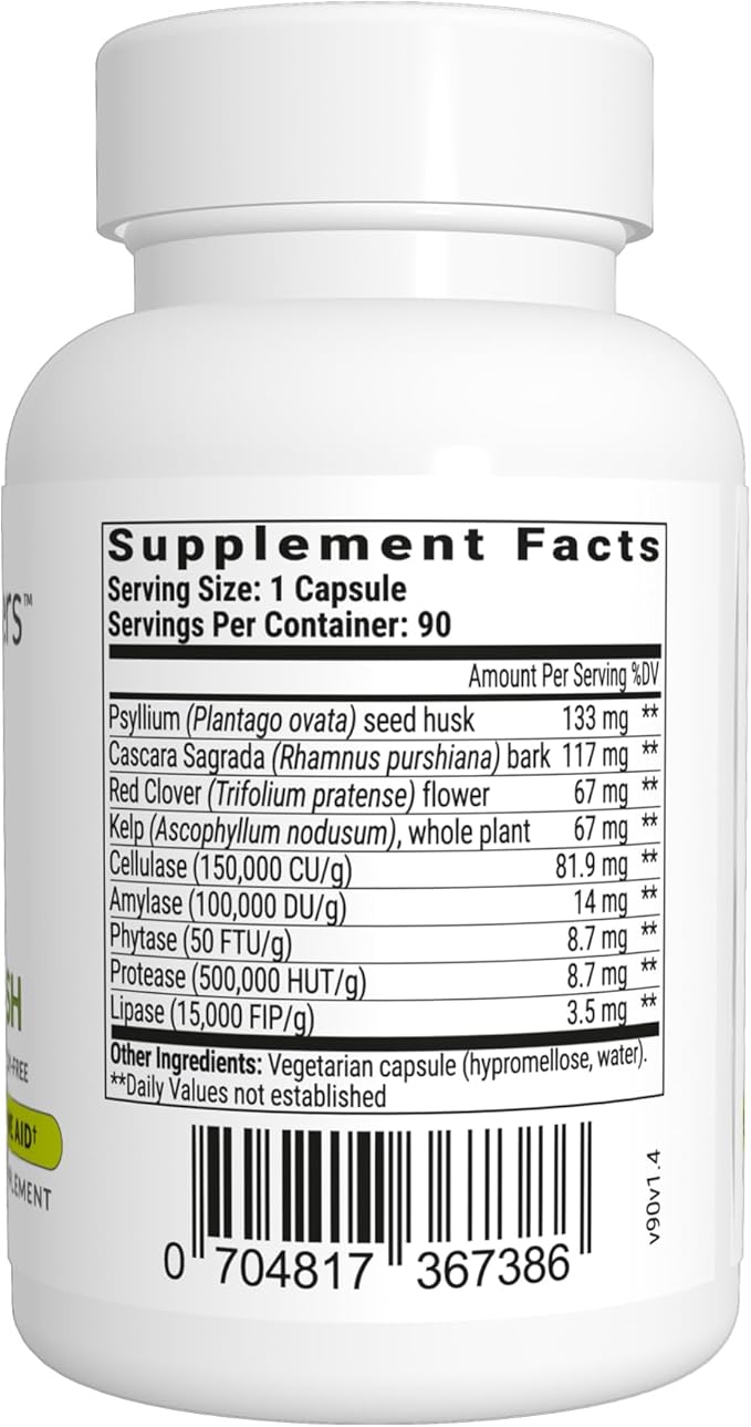 BiOptimizers Herbal Power Flush - Extra Strength Digestive Cleanse - Eliminate Toxins Improve Bowel Digestion - Bloating Discomfort Relief for Adults - 90 Capsules