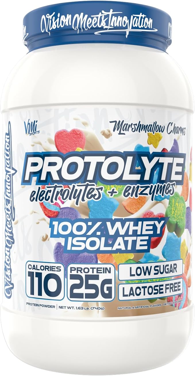 VMI Sports | ProtoLyte Whey Isolate Protein Powder | Low Calorie Whey Protein Powder for Weight Loss | Protein Powder for Muscle Gain | Digestive Enzymes | Non-GMO (Marshmallow Charms, 1.6 Pounds)