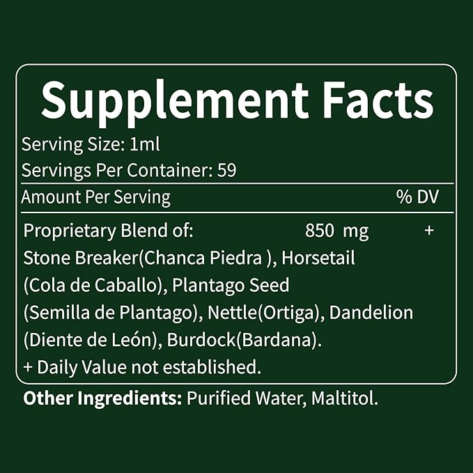 Herbal Liquid Drops, Natural Stone Breaker Extract for Kidney Stone Dissolve & Gallstone Dissolver, Detox Support. 4oz-Apple