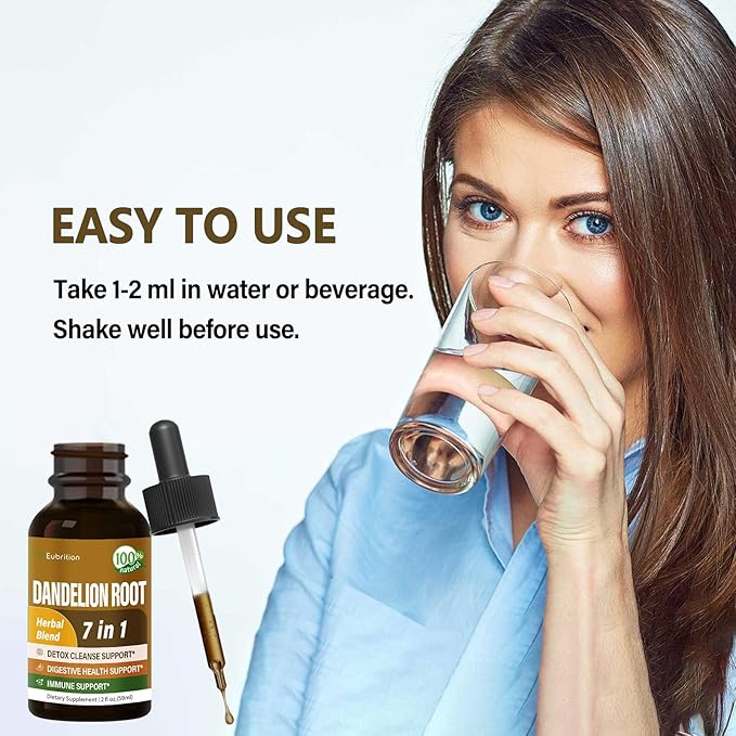 Herbal Drops, Extract with Dandelion Root Burdock Licorice Support Detox Cleanse, Digestive Health & Immunity. 2oz