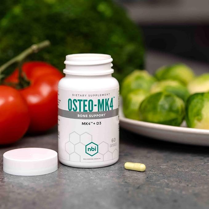 Osteo-MK4 Bone Support | Vitamin D & K Complex | 45mg Vitamin K2 (MK4) for Strong Bone Health & Function | 60ct Veggie Capsules