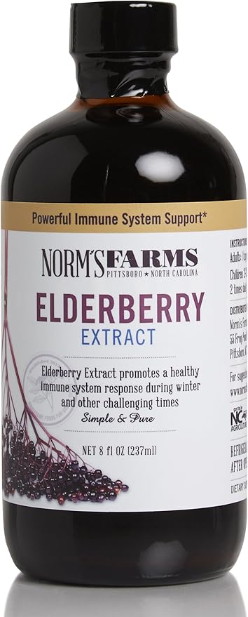 Norm's Farms Black Elderberry Wellness Syrup and Black Elderberry Extract - Natural Immune Support - 2 8 Oz. Containers