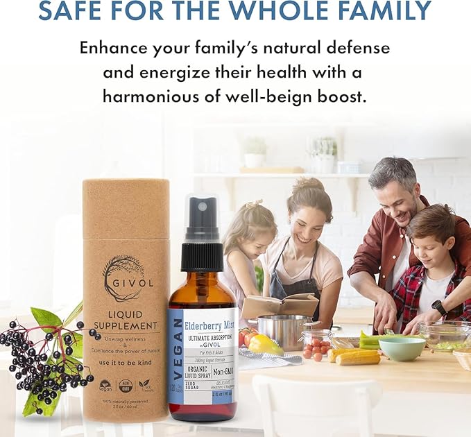 Organic Elderberry Mist-Sambucus Nigra (Extra Strength) Liquid Extract for Kids & Adults - Immune Boost - High Flavonoid Levels - Vegan Easy Absorption - - Non-GMO 120 Days Supply