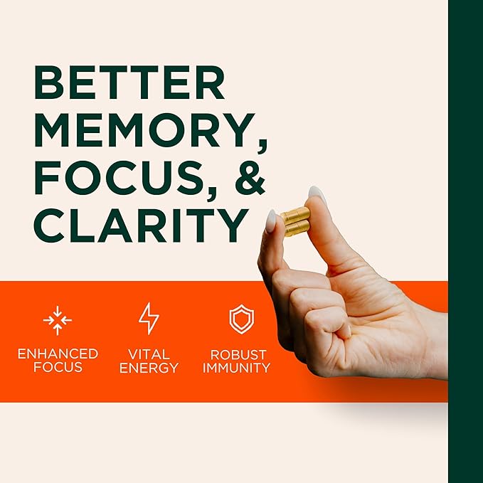 Genius Mushroom Supplement - Full-Spectrum Lion’s Mane, Cordyceps, Reishi -Daily Brain Nootropic for Energy, Focus, Memory & Overall Wellness - 180 Capsules – Organic for Mental Clarity & Performance