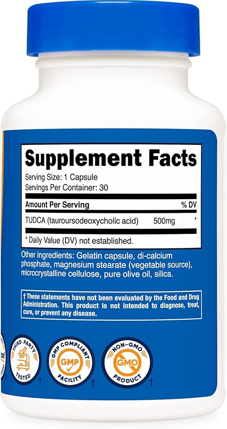Nutricost Tudca 500mg, 30 Capsules (Tauroursodeoxycholic Acid) - Premium Quality, Gluten Free
