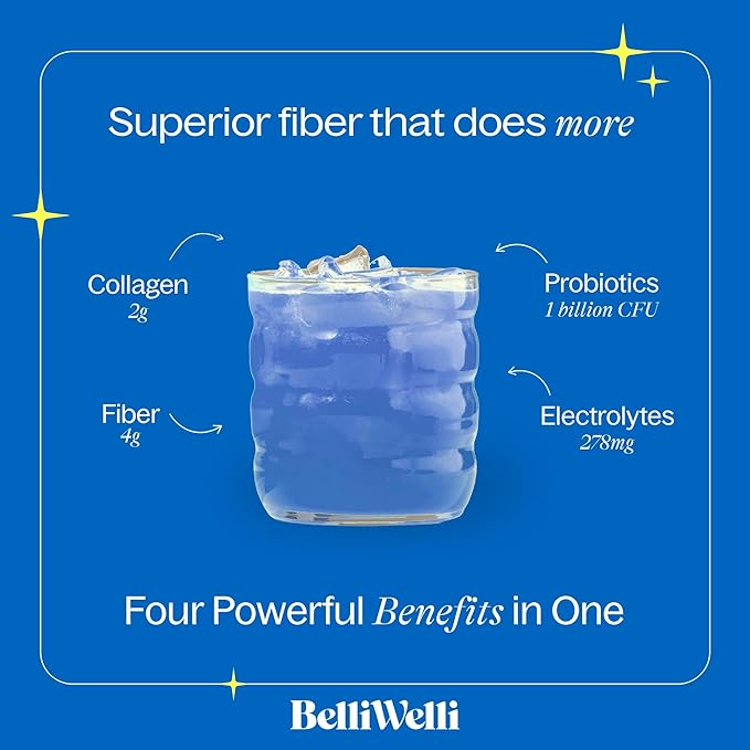 Daily Fiber Supplement Powder Unflavored with Collagen, Probiotics & Electrolytes | Supports Digestive Health, Gut Balance & Debloating | 30 Servings