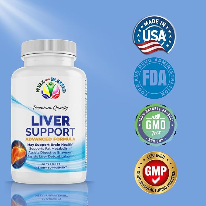 Liver Support Herbal Supplements - 60 Capsules - Advanced Formula for Liver Health - Support Fat Metabolism - Assists Digestive Enzymes, Liver Detoxifications
