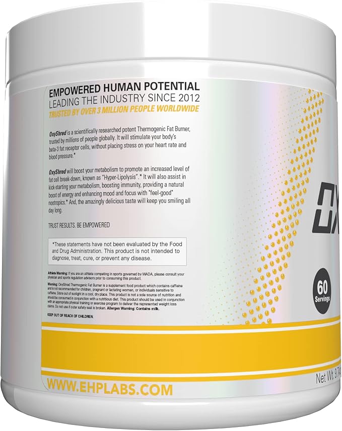 EHP Labs OxyShred Pre Workout Powder - Preworkout Powder with L Glutamine & Acetyl L Carnitine, Energy Boost Drink - Mango, 60 Servings