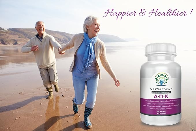 ADK Vitamin Supplement 5000 IU - High Potency Vitamins A, D3, and K2 for Bone Health and Calcium Absorption | Gluten-Free Vitamin ADK Supplement, 60 Day Supply, 60 Capsules