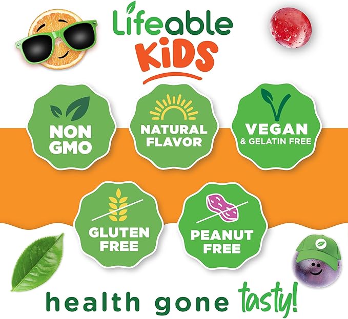Lifeable Vitamin B6 Gummies for Kids | Great Tasting B6 Vitamins 50mg | Vegan Non-GMO Gluten Free | for Nerve Function Support | 60 Gummies