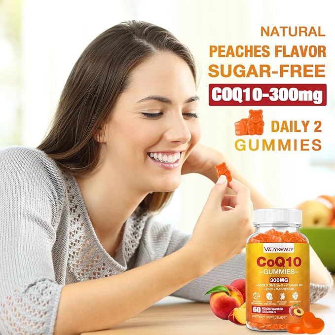 Sugar-Free CoQ10 Gummies 3000 mg - Plus Omega-3, Vitamin B3 & Zinc, High Absorption Coenzyme Q10 Supplements for Cellular Energy & Antioxidant Support, Vegan 60 Count