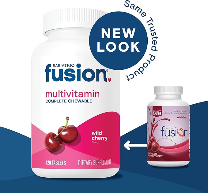 Bariatric Fusion Wild Cherry Complete Chewable Bariatric Multivitamin with Iron for Bariatric Surgery Patients Including Gastric Bypass and Sleeve Gastrectomy - 120 Tablets