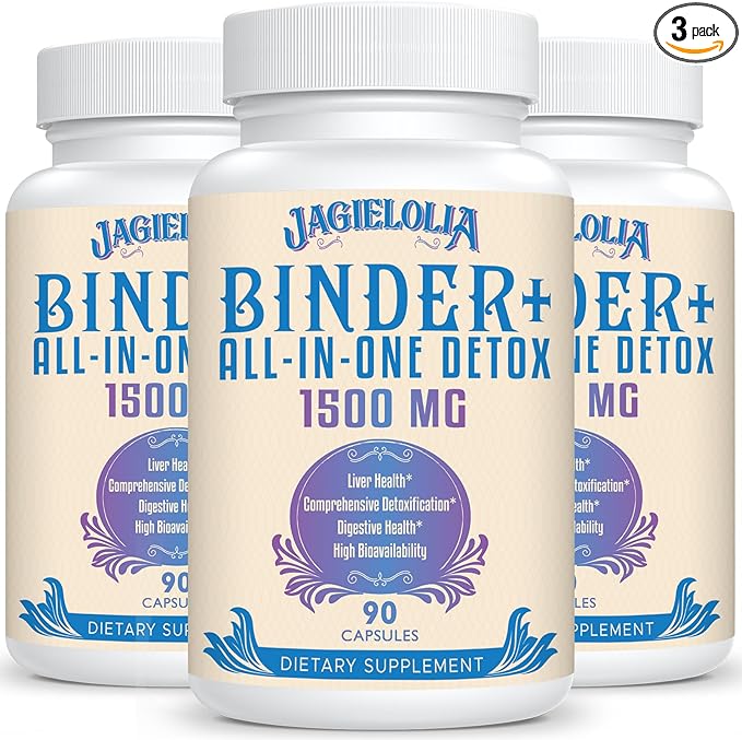 All-In-One Detox Binder Supplement 1500 MG - High Bioavailability, Liver Gut Detox Cleanse with Activated Charcoal, Zeolite & Bentonite Clay for Toxins, Liver, Digestive, 270 Vegan Capsules