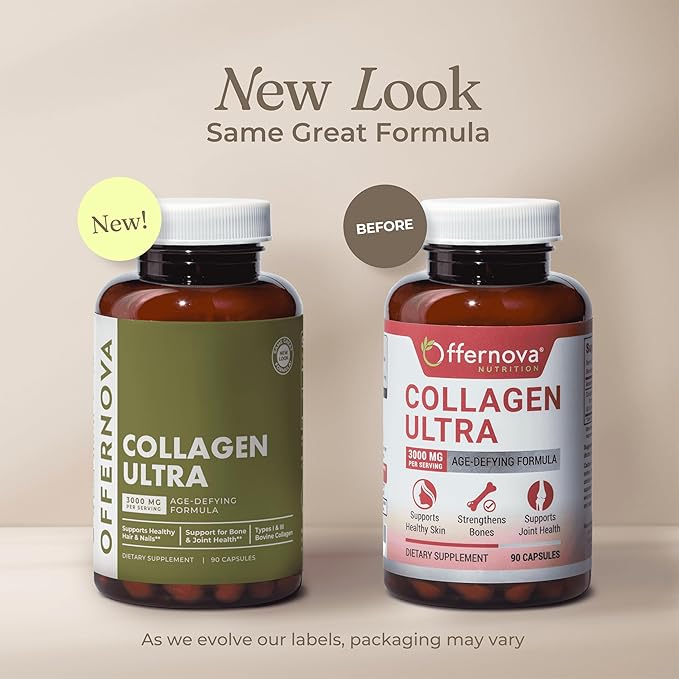 Collagen Ultra Hydrolyzed Collagen Supplements - 3000mg Anti Aging Bovine Collagen Peptides for Healthy Joints, Bones, Hair and Skin. Pastilla de Colageno Hidrolizado, 90 Capsules