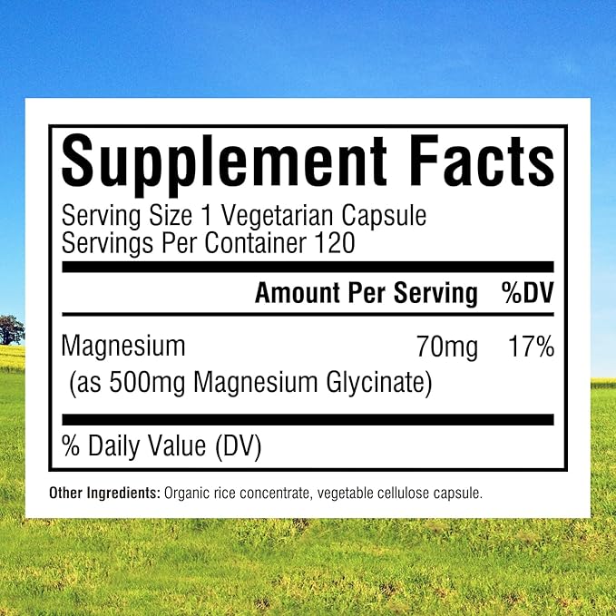 Innate Vitality Magnesium Glycinate 500mg | 70mg Elemental Magnesium Supplement- High Absorption, Non-GMO & No Gluten - Supports Nerve, Muscle, Bone & Heart Health - 240 Vegan Capsules Magnesio