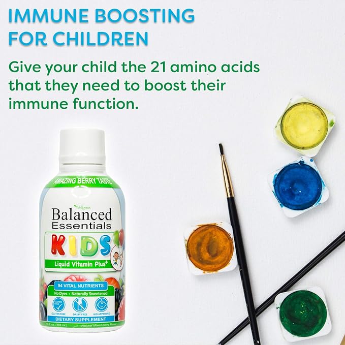 Wellgenix Balanced Essentials Kids Liquid Vitamin - Nutritional Multivitamin for Picky Eaters - Childrens Immune Boost & Overall Health -16oz (Pack of 2)