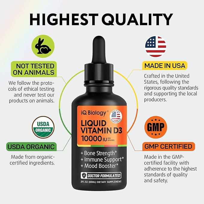 Liquid Biotin & Vitamin D3 Drops – Advanced Hair, Skin, Nail & Bone Support Bundle for Women & Men – Extra Strength Biotin, Collagen & Keratin with Vitamin D3 for Immunity, Teeth & Muscle Health