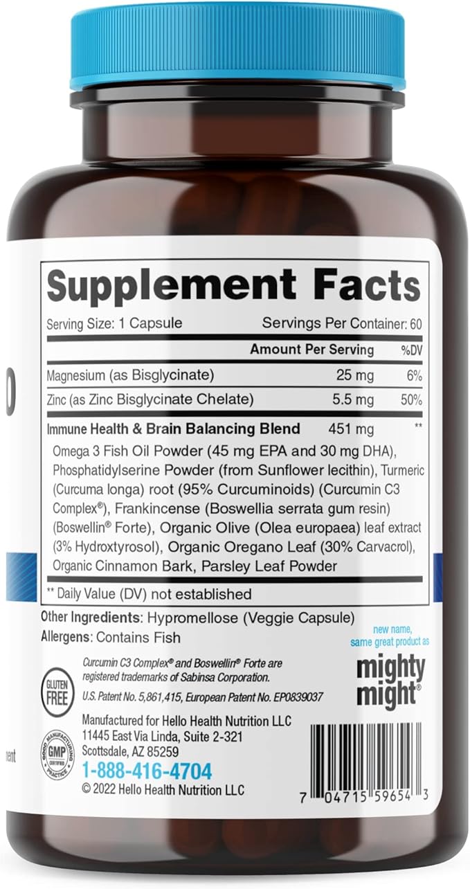 Daily Immune Support Supplement Immunostrong 10-in-1 Immunity Vitamins with Immune Booster Oregano, Olive Leaf, Soothing Antioxidant Omega 3, Turmeric Curcumin & Zinc Vitamins for Adults & Kids -60 ct