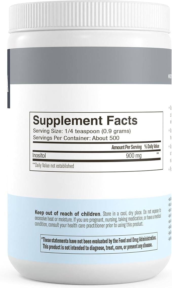 FREEDA Pure Inositol Powder – Myo-Inositol for Mood & Hormone Balance, Kosher, Vegan, Gluten-Free, No Additives, Easy-to-Mix (16 oz, 500 Servings) – Supports PCOS & Fertility