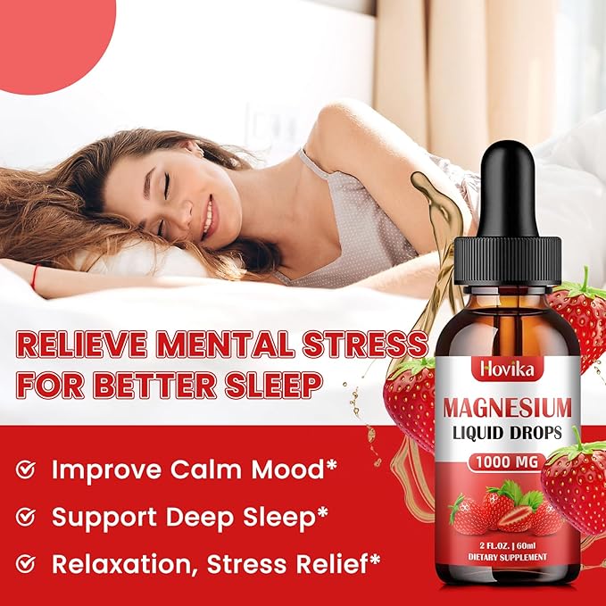 Magnesium Glycinate Liquid Drop with Citrate, Malate and Taurate, Calm Magnesium Supplement with Calcium, Potassium, Zinc, CoQ10, D3, B6, B12 for Relax Mood, Muscle, Energy- Strawberry Flavor, 2 Fl Oz