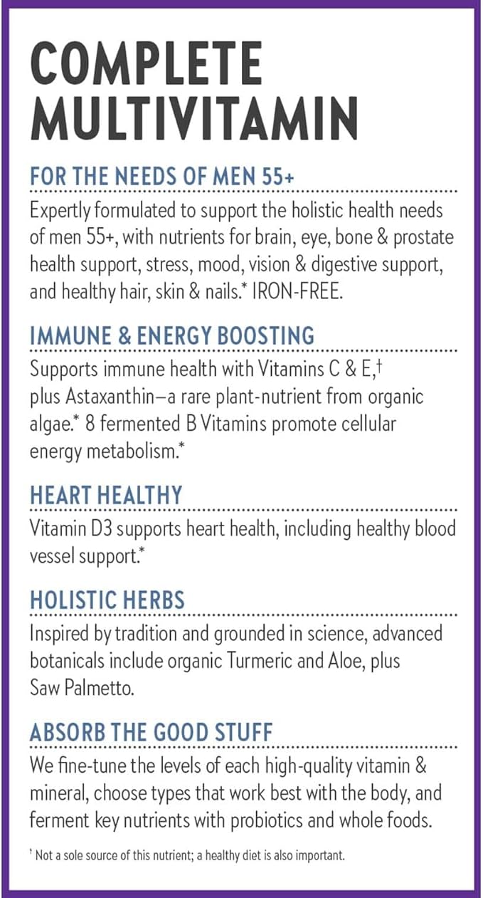 New Chapter Men's Multivitamin 50 Plus for Brain, Heart, Digestive, Prostate & Immune Support with 20+ Nutrients + Astaxanthin - Every Man's One Daily 55+, Gentle on The Stomach - 72 ct