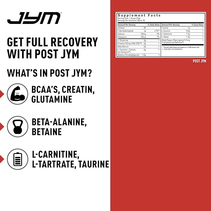 JYM Supplement Science Post JYM Active Matrix Rainbow Sherbet Amino Recovery Powder Pure Creatine HCL, BCAA’s, Glutamine, Carnitine, Betaine, Taurine for Strength, Repair, Performance 30 Servings