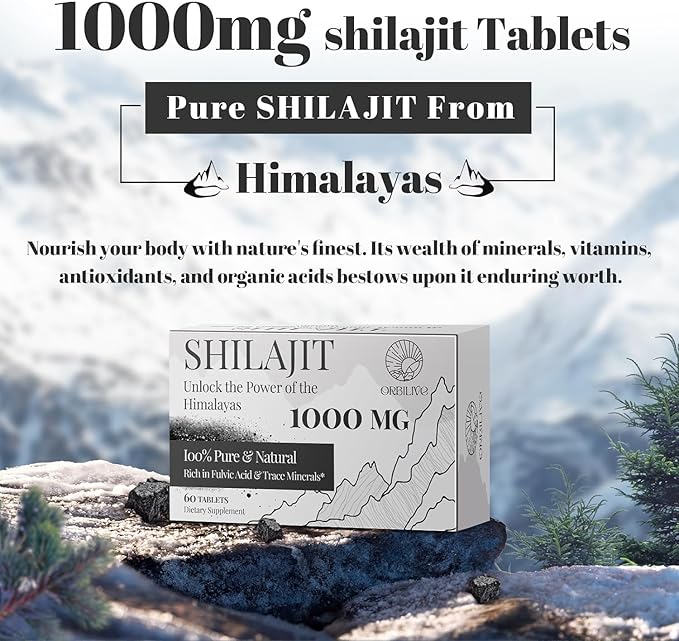 30,000 MG Shilajit Tablets, 100% Shilajit Pure Himalayan Organic, Shilajit for Men and Women Rich in Fulvic Acid & 85+ Trace Minerals, Shilajit Supplement for Energy & Immune System, 360 Count
