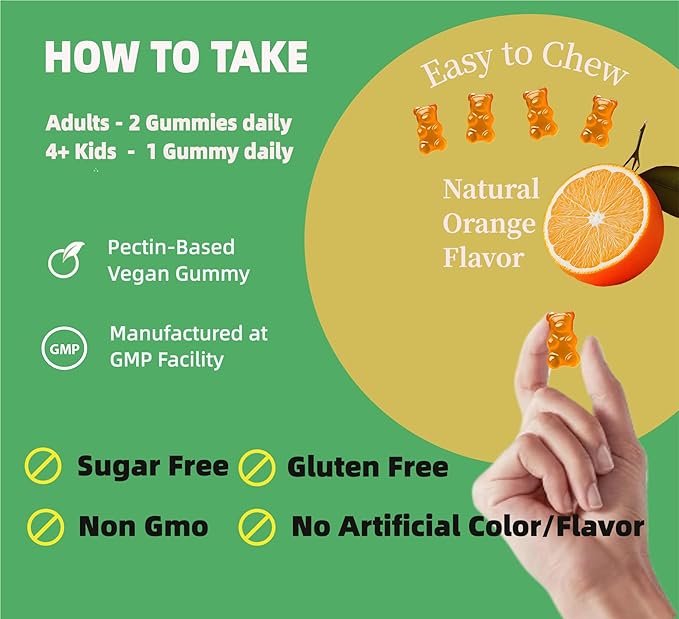 Magnesium Glycinate Gummies for Adults & Kids, 1000mg High Absorption Magnesium Complex Supplement, Sugar Free with Potassium,Vitamins for Calm, Sleep Supprt, Stress Relief, 180 Counts Orange
