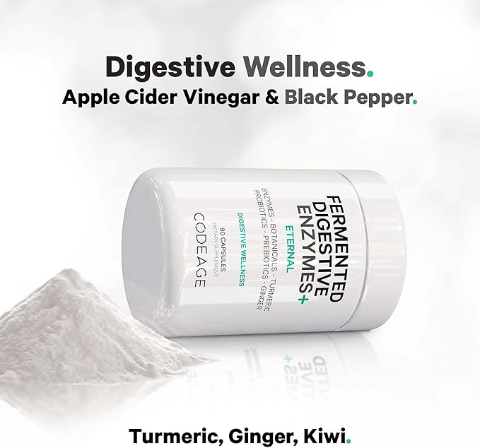 Codeage Fermented Digestive Enzymes Supplement 3-Month Supply - 14 Digestive Enzymes, Probiotics, Prebiotics, Fermented Botanicals, Plant-Based Multi Pancreatic Enzymes - 1 Capsule a Day - 90 Capsules