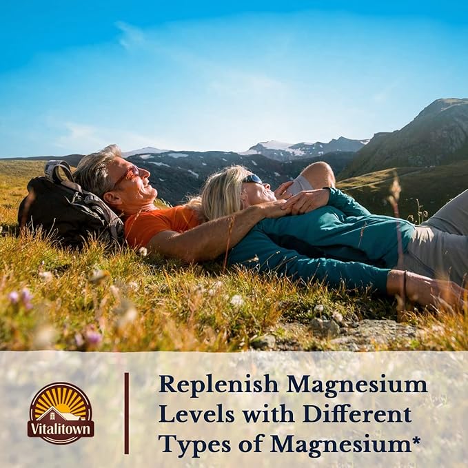 Vitalitown Magnesium Complex Supplement 500mg - Maximized Absorption Chelated Magnesium Glycinate, Malate, Taurate & Citrate - Vegan Non-GMO Magnesium 120 Capsules for Sleep, Muscle, Energy & Heart