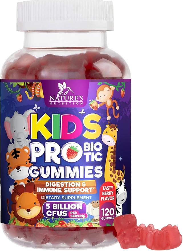 Kids Probiotic Gummies - Chewable Daily Probiotics for Kids Ages 3+ - Natural Digestive Health & Immune Support Vitamin - Vegan, Gluten Soy & Dairy Free, Berry Flavored, Shelf Stable - 120 Gummies