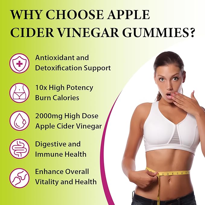 Mother Apple Cider Vinegar Gummies, Keto ACV Gummies 2000MG - Cleanse & Detox Diet, Max Strength ACV Gummies with Green Tea, Raspberry, B12 and Probiotics for Metabolism & Digestive Health, Packs of 5
