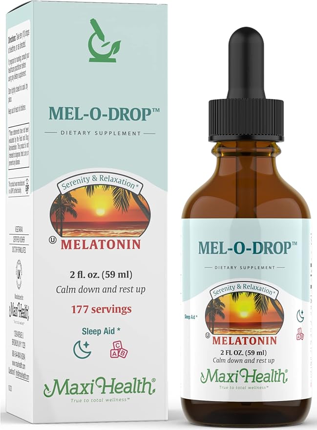 Maxi-Health Liquid Melatonin Drops for Kids - 2 Fl Oz 177 Servings With Dropper - Natural Sleep Aid Supplement for Children And Teens - Helps Fall Asleep Faster And Stay Sleeping Longer