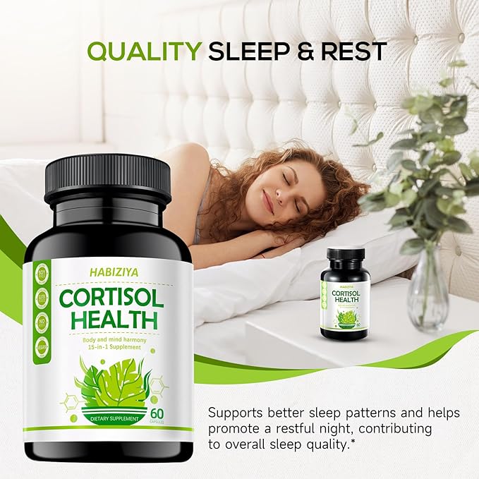 Cortisol Support Supplement with Magnesium Glycinate, L-Theanine, Ashwagandha, Phosphatidylserine,Rhodiola Rosea 15-in-1 Hormone Balance for Women Men Mood, Focus, Sleep Support 60 Capsules