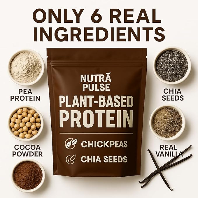 Organic Vegan Protein Powder – Chocolate Flavor – Plant-Based Protein per Serving – Gluten-Free, Non-GMO, Dairy-Free – Ideal for Shakes, Smoothies, and Baking – 1 Pack (20 Servings)