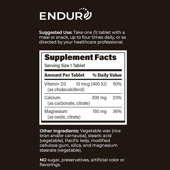 Calcium Magnesium Supplement (Cal-Mag Complex) - 300mg Calcium & 150mg Magnesium - 300 Tablets - Endurance Products Company