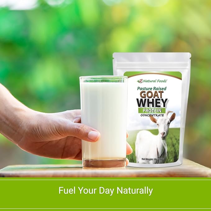 Z Natural Foods Goat Whey Protein Powder Concentrate - Undenatured, Unflavored, Pasture Raised Whey - Clean Goat Protein Powder with Vital Proteins for Weight Management, Immune Support, Fitness, 1 lb