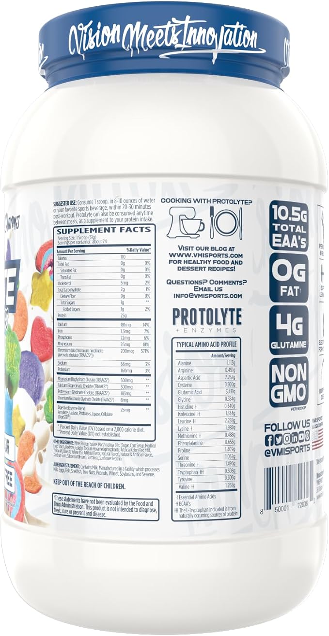 VMI Sports | ProtoLyte Whey Isolate Protein Powder | Low Calorie Whey Protein Powder for Weight Loss | Protein Powder for Muscle Gain | Digestive Enzymes | Non-GMO (Marshmallow Charms, 1.6 Pounds)