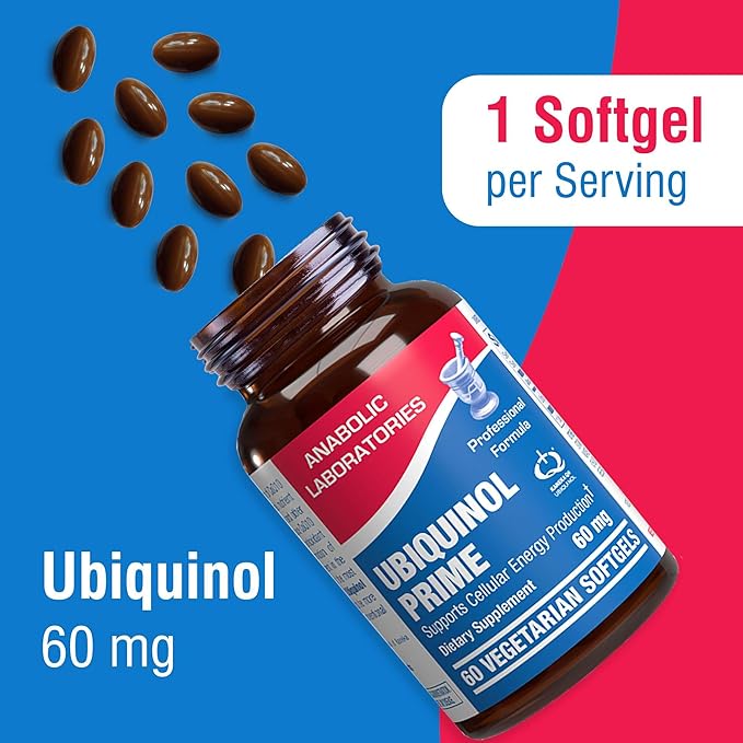 Anabolic Laboratories Coenzyme Q10 Ubiquinol Supplement - 60 Vegetarian Softgels for Cellular Energy Production - CoQ10 60 mg