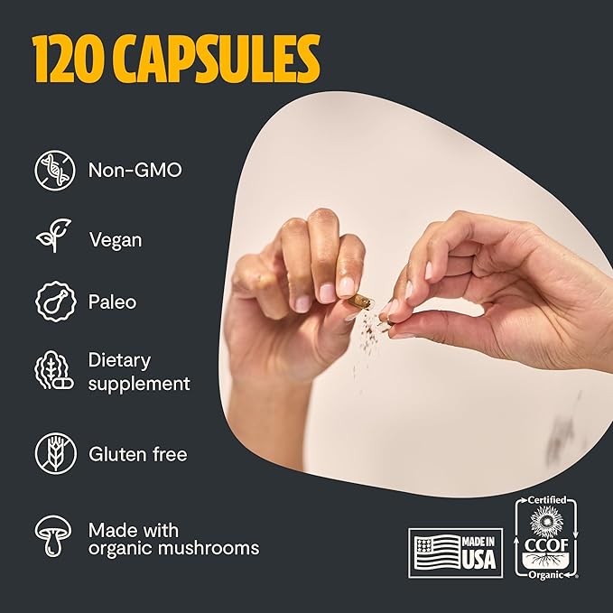 FreshCap Cordyceps Mushroom Capsules 10,000mg - Cordyceps Extract Mushroom Supplement, Mushroom Extract, Energy Supplements, Ayurveda Nootropic Mushroom Supplements (120 Capsules)