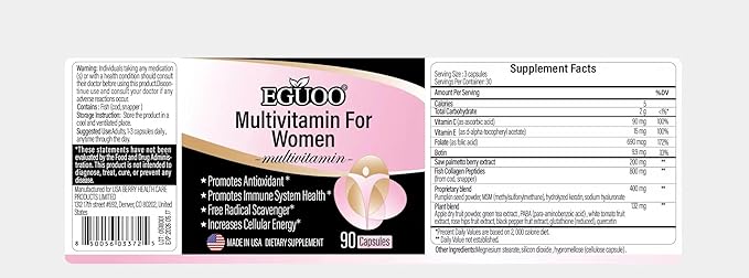 Multivitamin for Women - Womens Multivitamin with Vitamin C, E, Biotin and Folic Acid Vitamins for Women - Womens Vitamins for Energy, Immune, Brain, Heart, Eye and Bone Health, 90 Capsules