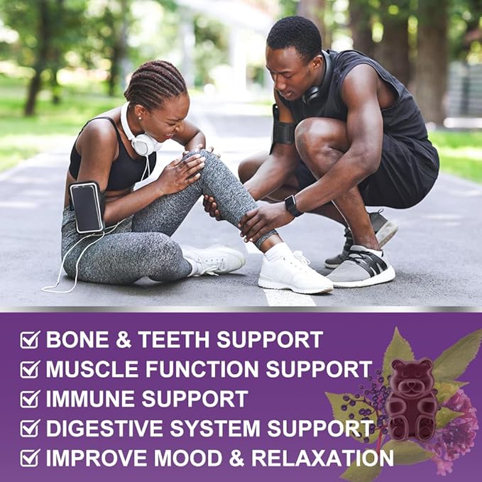 Calcium Magnesium Zinc Gummies with Vitamin D3 - High Absorption Complex Calcium Supplement with Sea Moss, Elderberry for Bone, Muscles, Immune, Mood & Sleep Support, Vegan - 60 Gummies (2 Pack)