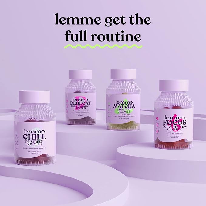 Lemme Focus Concentration & Brain Health Gummies with Cognizin Citicoline, Lion's Mane Mushroom, Vitamin B12 to Support Focus + Concentration - Gluten Free, Caffeine Free, Strawberry (50 Count)