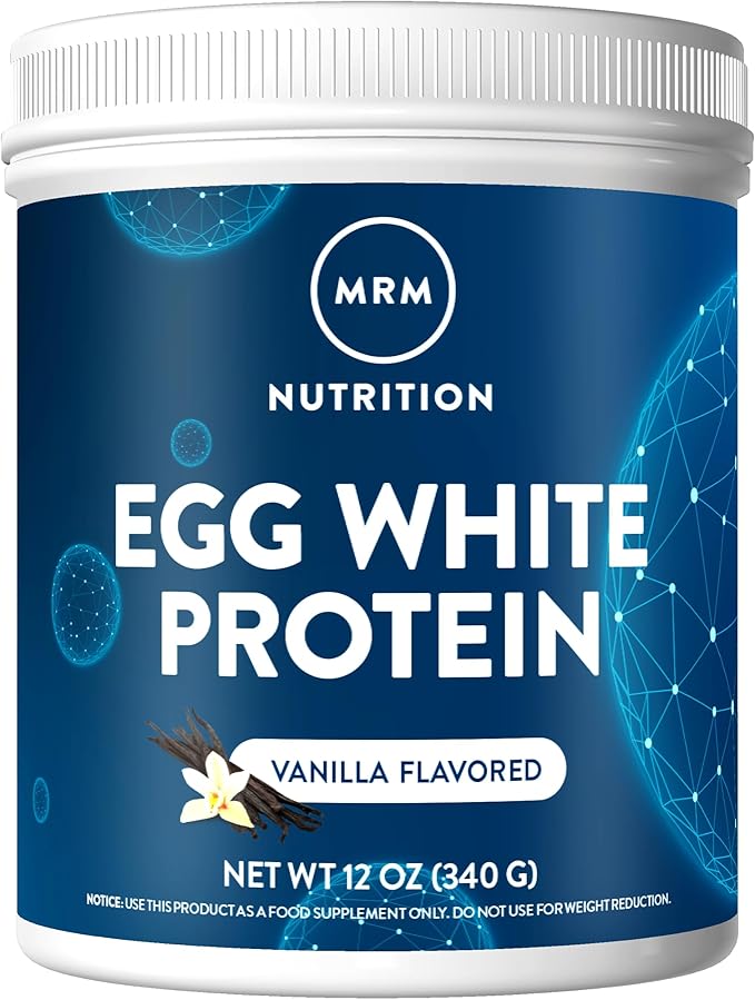 MRM Nutrition Egg White Protein | Vanilla Flavored | 23g Fat-Free Protein | with Digestive enzymes | Highest Biological Value | Clinically Tested | 10 Servings