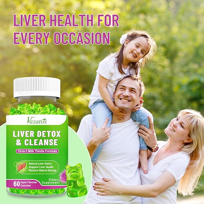 Liver Cleanse Detox Repair Gummies, Liver Support Supplement with Milk Thistle, Artichoke, Dandelion Apple Flavor 120ct