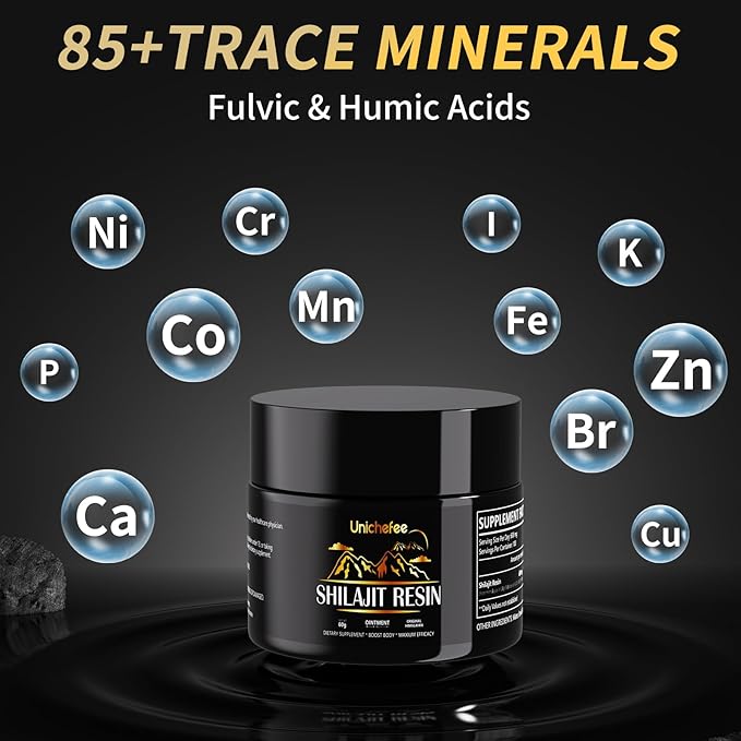 60g Shilajit Resin Pure Himalayan Organic 100% Shilajit Natural Resin Mineral Supplements for Men/Women, with 85+ Trace Minerals & Fulvic Acid for Energy