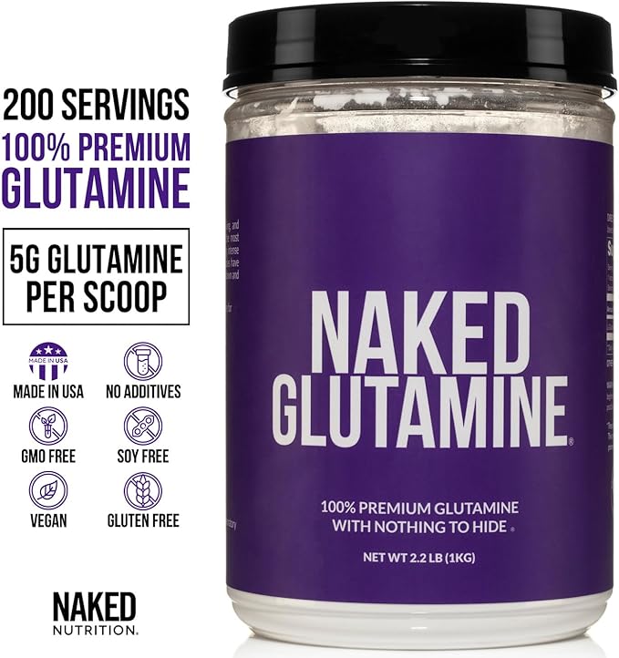 Pure L-Glutamine Made in The USA - 200 Servings - 1,000g, 2.2lb Bulk, Vegan, Non-GMO, Gluten and Soy Free. Minimize Muscle Breakdown & Improve Protein Synthesis. No Additives