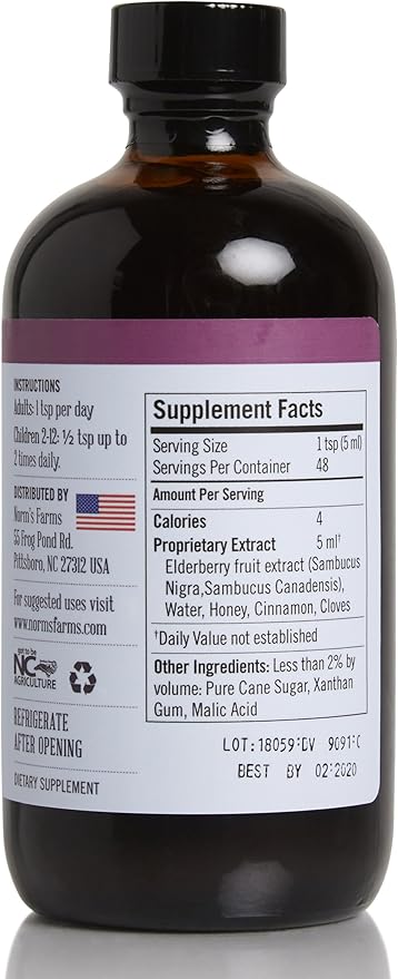 Norm's Farms Black Elderberry Wellness Syrup and Black Elderberry Extract - Natural Immune Support - 2 8 Oz. Containers